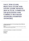 NACC PSW EXAM, PRACTICE EXAM AND STUDY GUIDE NEWEST 2024 ACTUAL COMPLETE 250 QUESTIONS AND CORRECT DETAILED ANSWERS (VERIFIED ANSWERS)