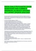 PRITE CHILD PSYCHIATRY EXAM QUESTIONS AND CORRECT ANSWERS (ALREADY GRADED A+) LATEST UPDATE 2024-2025