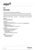 AQA AS HISTORY 7041-1H Tsarist and Communist Russia, 1855–1964 Component 1H Autocracy, Reform and Revolution: Russia, 1855–1917 question paper June 2024