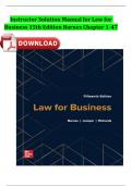 Instructor Solution Manual for Law for Business 15th Edition Barnes Chapter 1-47 Fully Covered A+ Solutions ISBN:9781265676100 Newest 2024 Version 