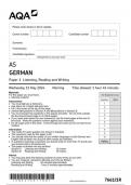 AQA AS GERMAN 7661-1R Paper 1 Writing question paper June 2024