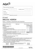 AQA A-level BIBLICAL HEBREW 7677-1 Paper 1 Translation, Comprehension and Composition question paper June 2024