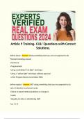 Article 9 Training- CLB/ Questions with Correct Solutions.   