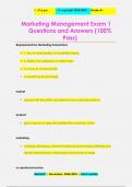 Marketing Management Exam 1 Questions and Answers (100%  Pass)