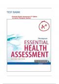 TEST BANK FOR ESSENTIAL HEALTH ASSESSMENT -2ND EDITION - by THOMPSON Answers at The End Of Each Chapter Latest Update 2024