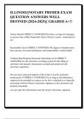 ILLINOIS||NOTARY PRIMER EXAM  QUESTION ANSWERS WELL  DEFINED (2024-2025)|| GRADED A+!!