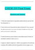 CHEM 210 Final Exam   Questions and Answers & Rationales, 100% Verified