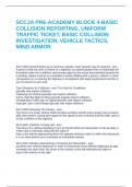 SCCJA PRE-ACADEMY BLOCK 4-BASIC COLLISION REPORTING, UNIFORM TRAFFIC TICKET, BASIC COLLISION INVESTIGATION, VEHICLE TACTICS, MIND ARMOR
