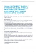 SCCJA PRE-ACADEMY BLOCK 1-DOMESTIC VIOLENCE, JUVENILE PROCEDURES, VICTIMOLOGY, HARASSMENT AND STALKING, CRIMINAL GANG OVERVIEW