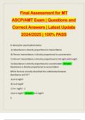 Final Assessment for MT ASCP/AMT Exam | Questions and Correct Answers | Latest Update 2024/2025 | 100% PASS