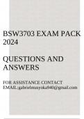 BSW3703 Exam pack 2024(Questions and answers)