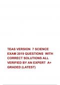   TEAS VERSION  7 SCIENCE EXAM 2019 QUESTIONS  WITH CORRECT SOLUTIONS ALL VERIFIED BY AN EXPERT  A+ GRADED (LATEST)