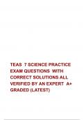 TEAS  7 SCIENCE PRACTICE EXAM QUESTIONS  WITH CORRECT SOLUTIONS ALL VERIFIED BY AN EXPERT  A+  GRADED (LATEST)