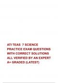   ATI TEAS  7 SCIENCE PRACTICE EXAM QUESTIONS  WITH CORRECT SOLUTIONS ALL VERIFIED BY AN EXPERT  A+ GRADED (LATEST)