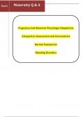 Maternity: Pregnancy And Maternal Physiologic Adaptations Intrapartum Assessment and Interventions Normal Puerperium Bleeding Disorders Questions With Correct Answers A+ Graded