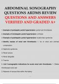 ABDOMINAL SONOGRAPHY QUESTIONS ARDMS REVIEW QUESTIONS AND ANSWERS VERIFIED