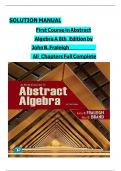 SOLUTION MANUAL First Course in Abstract Algebra A 8th Edition by John B. Fraleigh 	  All Chapters Full Complete