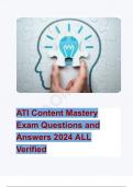 ATI Content Mastery Exam Questions and Answers 2024 ALL Verified 