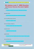 Bio Anatomy exam 2 - NDSU Questions  and Correct Answers the Latest Update