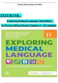 TEST BANK Exploring Medical Language 11th Edition by Myrna LaFleur Brooks Chapters 1 - 16 Complete