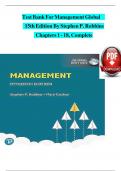 Test Bank For Management Global 15th Edition By Stephen P. Robbins Chapters 1 - 18, Complete  