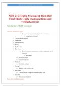 NUR 216 Health Assessment 2024-2025  Final Study Guide exam questions and  verified answers