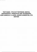 TEST BANK For Dental Radiography: Principles and Techniques 6th Edition by Joen Iannucci & Laura Jansen Howerton, 