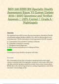 BSN 246 HESI RN Specialty Health Assessment Exam V3 (Latest Update 2024 / 2025) Questions and Verified Answers | 100% Correct | Grade A - Nightingale