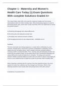 Chapter 1 - Maternity and Women's Health Care Today (1) Exam Questions With complete Solutions Graded A+