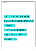 CMCA EXAM 2024 REAL EXAM 170 QUESTIONS AND CORRECT ANSWERS(VERIFIED ANSWERS) ALREADY GRADED A+