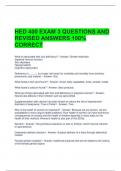 HED 400 EXAM 3 QUESTIONS AND REVISED ANSWERS 100% CORRECT 