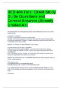  HED 400 Final EXAM Study Guide Questions and Correct Answers (Already Graded A+)