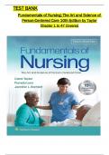 Test Bank for Fundamentals of Nursing: The Art and Science of Person-Centered Care 10th Edition by Taylor, Lynn & Bartlett All 1-47 Chapters Covered ,Latest Edition, ISBN:9781975168155