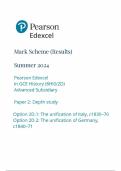 Mark Scheme (Results) Summer 2024 Pearson Edexcel In GCE History (8HI0/2D) Advanced Subsidiary Paper 2: Depth study Option 2D.1: The unification of Italy, c1830–70 Option 2D.2: The unification of Germany, c1840–71