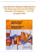 Test Bank for Research Methods for the Behavioral Sciences, 6th Edition (2024) by Gravetter  Comprehensive Resource