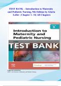 TEST BANK – Introduction to Maternity and Pediatric Nursing, 9th Edition by Gloria Leifer | Chapter 1- 34| All Chapters