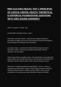 PRIN CLIN MEN HEALTH: TEST 1 (PRINCIPLES OF CLINICAL MENTAL HEALTH: THEORETICAL & HISTORICAL FOUNDATIONS) QUESTIONS WITH 100% SOLVED ANSWERS!!