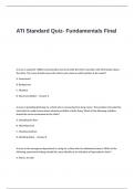 ATI Standard Quiz- Fundamentals Final Exam Questions and Answers