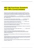 Bundle For HED 366 Exam Questions with 100% Correct Answers