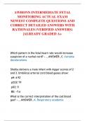 AWHONN INTERMEDIATE FETAL MONITORING ACTUAL EXAM NEWEST COMPLETE QUESTIONS AND CORRECT DETAILED ANSWERS WITH RATIONALES (VERIFIED ANSWERS) |ALREADY GRADED A+