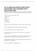 NC CLAIMS ADJUSTER EXAM STUDY QUESTIONS AND ANSWERS WITH SOLUTIONS 2025