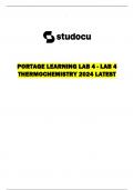 PORTAGE LEARNING LAB 4 - LAB 4 THERMOCHEMISTRY 2024 LATEST  