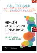 FULL TEST BANK Health Assessment in Nursing 5th Edition by RN Weber, Janet R With 100% Verified Questions And Answers Graded A+    