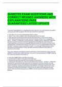 DIABETES EXAM QUESTIONS AND CORRECT REVISED ANSWERS WITH EXPLANATIONS PASS GUARANTEED LATEST UPDATE 