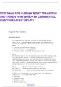 TEST BANK FOR NURSING TODAY TRANSITION AND TRENDS 10TH EDITION BY ZERWEKH ALL CHAPTERS LATEST UPDATE