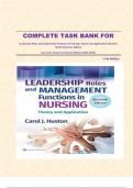 COMPLETE TASK BANK FOR Leadership Roles and Supervision Functions in Nursing: Theory and Application Eleventh, North American Edition by Carol J. Huston|| Newest Edition {2024-2025}