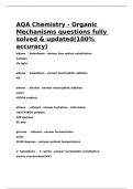 AQA Chemistry - Organic Mechanisms questions fully solved & updated(100- accuracy)