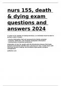 nurs 155, death & dying questions and answers 2025.