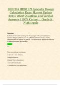 BSN 215 HESI RN Specialty Dosage Calculation Exams (Latest 2024 / 2025 Updates STUDY BUNDLE PACKAGE) Questions and Verified Answers | 100% Correct | Grade A - Nightingale