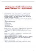 The Regulated Health Professions Act (RHPA) Questions And Correct Answers